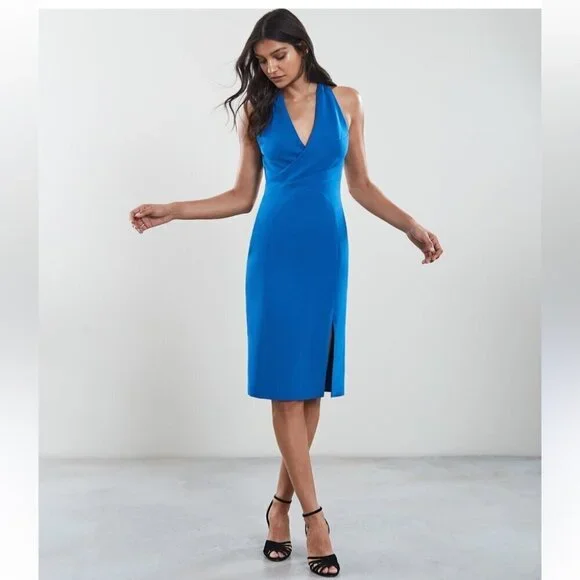 cobalt blue pencil dress Fairgrove Pencil Dress  Vintage Collar with Waist Detail
